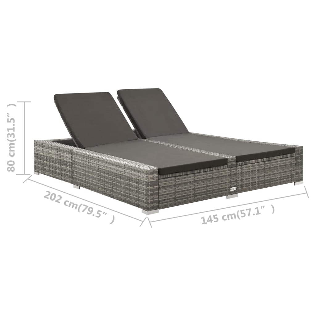Dobbelt solseng polyrattan grå - number 7.