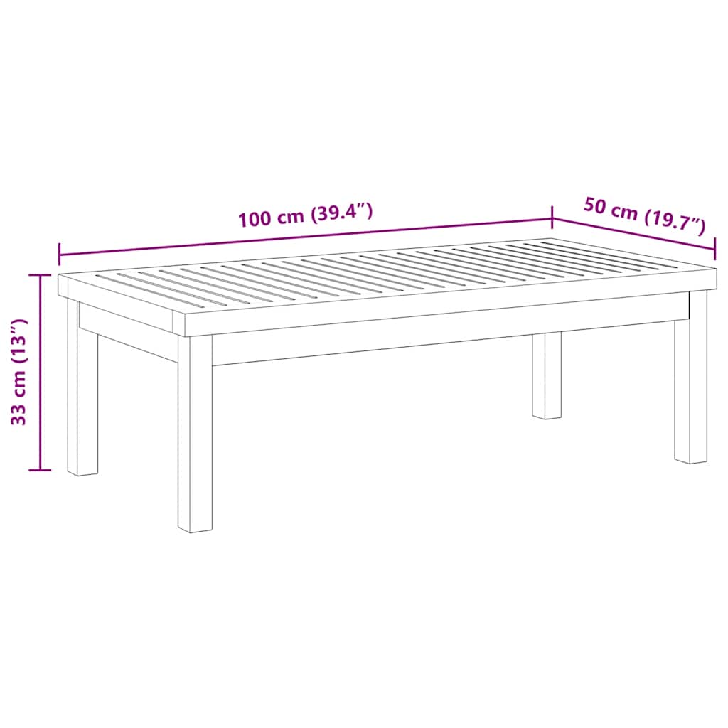 Stolik kawowy 100x50x33 cm lite drewno akacjowe - number 6.