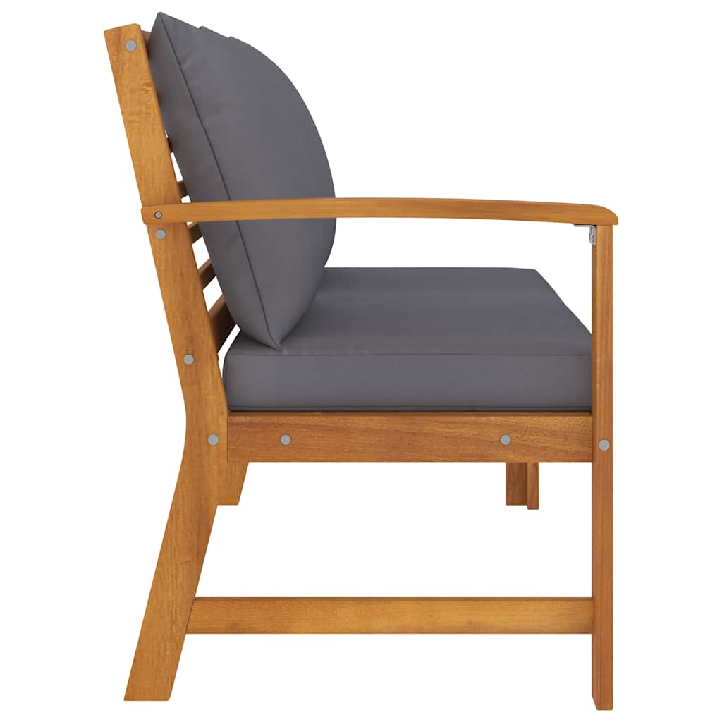 Havebænk 114,5 cm med mørkegrå hynde massivt akacietræ - number 4.