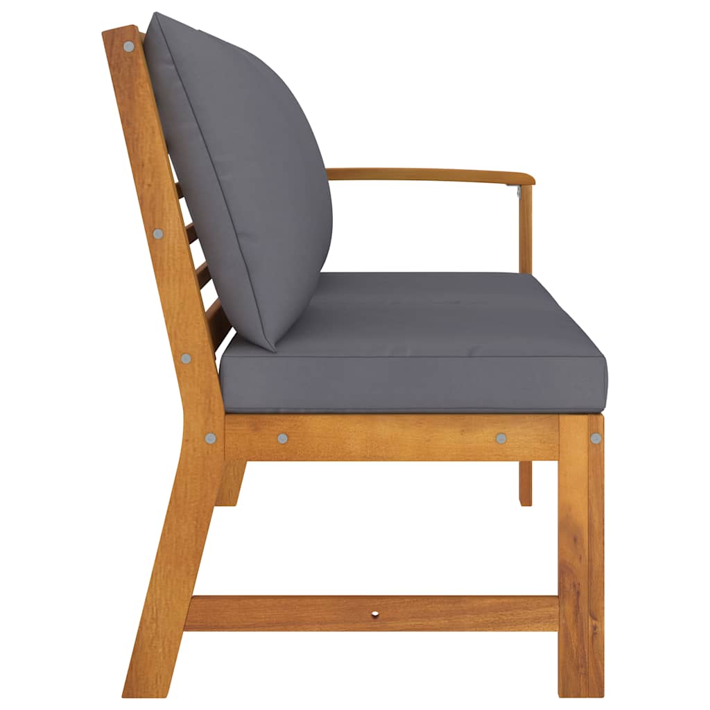 Havebænk 114,5 cm med mørkegrå hynde massivt akacietræ - number 4.