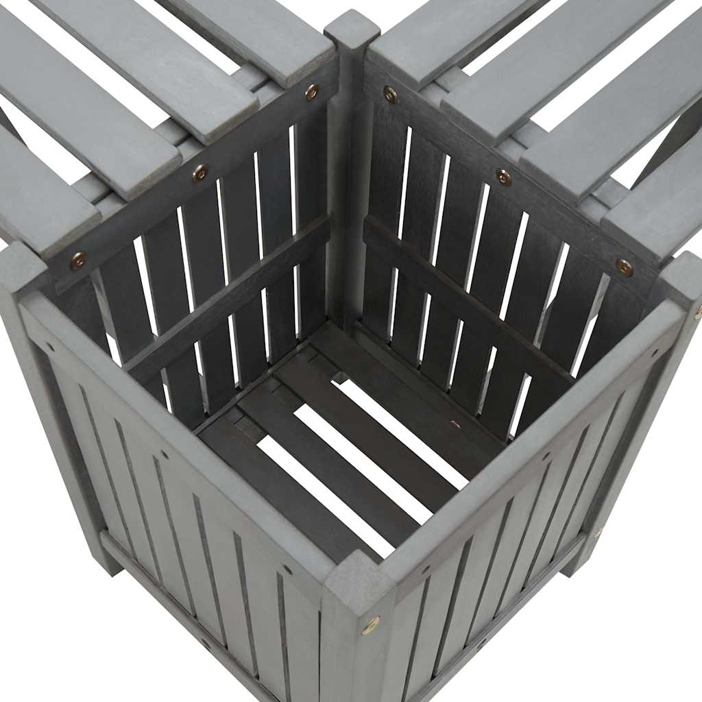 Hjørnebenk med plantekasse 117 cm helt akasietre grå - number 9.