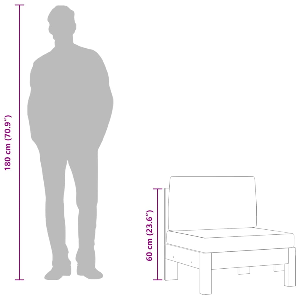 Središnji trosjed 2 kom. s jastucima od punog drva akacije - number 6.