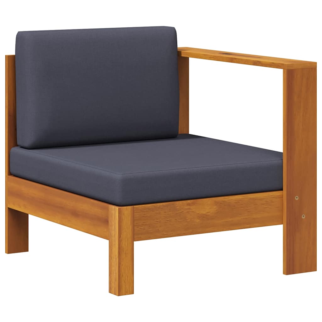 Część środkowa do sofy z podłokietnikami lite drewno akacjowe - ciemnoszary, 1, moduł sofy z lewym podłokietnikiem - number 1.