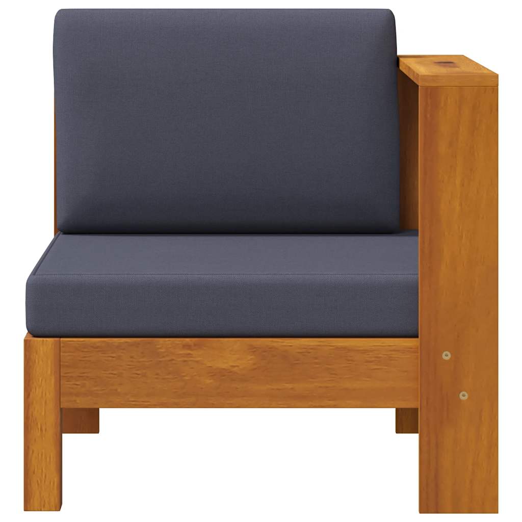 Część środkowa do sofy z podłokietnikami lite drewno akacjowe - ciemnoszary, 1, moduł sofy z lewym podłokietnikiem - number 2.