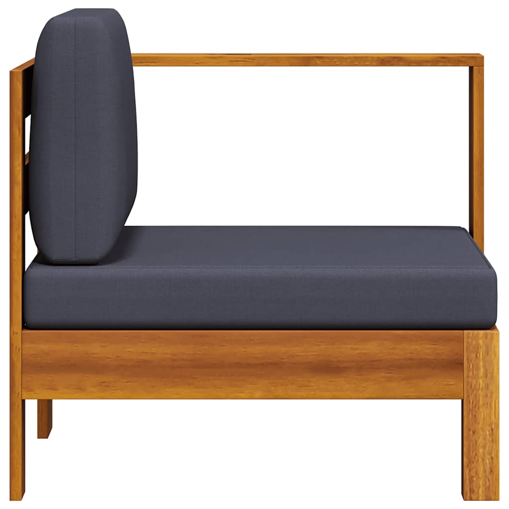 Część środkowa do sofy z podłokietnikami lite drewno akacjowe - ciemnoszary, 1, moduł sofy z lewym podłokietnikiem - number 3.