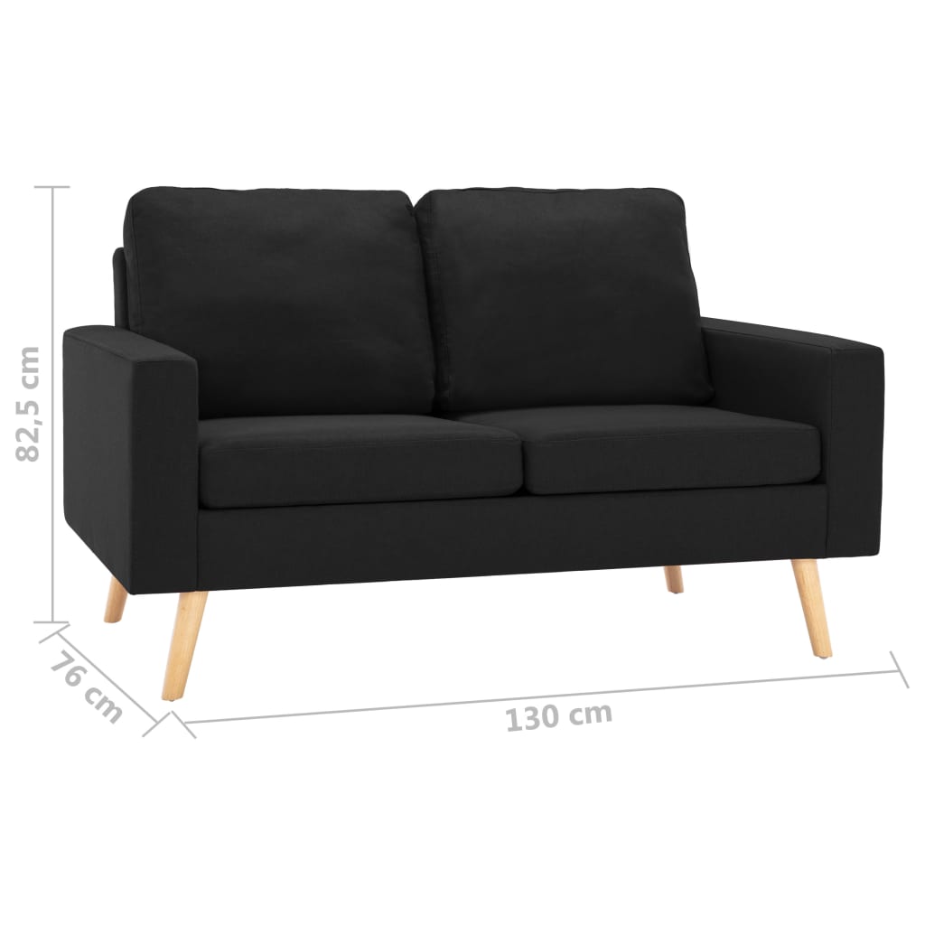 Sofasett 2 deler stoff - sort, lenestol + 2-seters sofa - number 10.