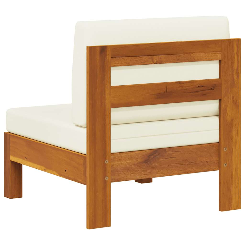 Część środkowa do sofy kremowe poduszki lite drewno akacjowe - krem, 1, sofa środkowa - number 4.