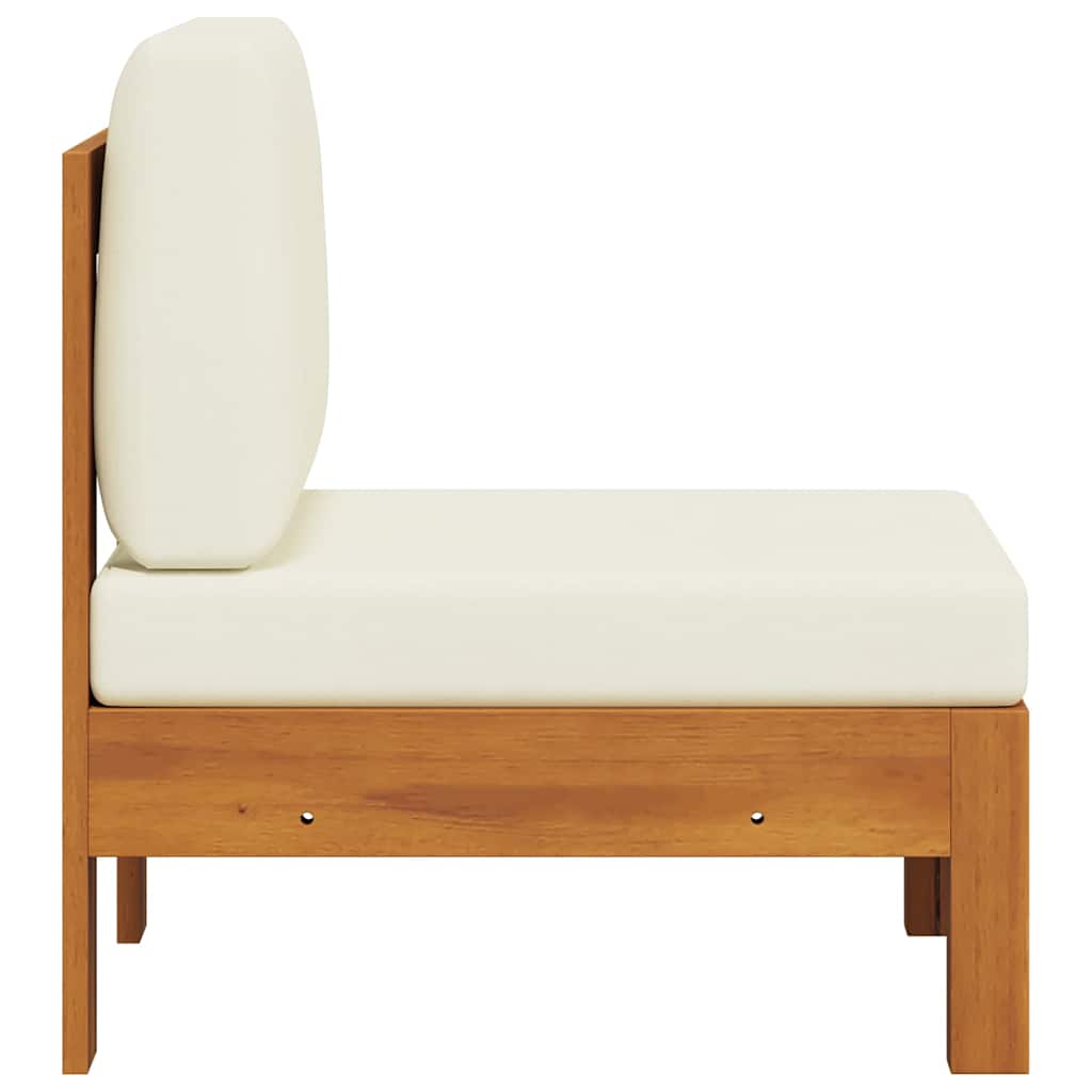 Część środkowa do sofy kremowe poduszki lite drewno akacjowe - krem, 1, sofa środkowa - number 3.
