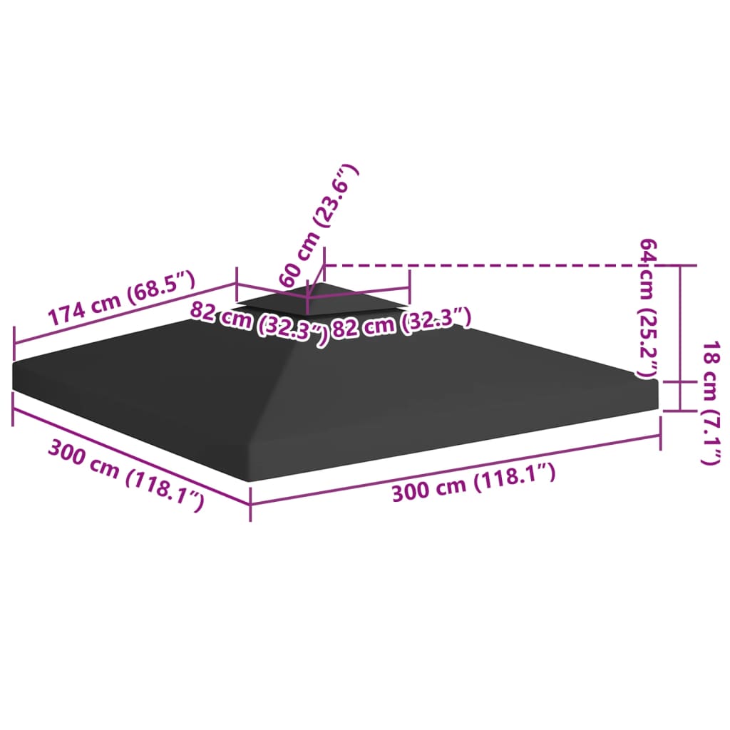 Paviljonski krov 2 sloja 310 g/m² - crni, 3 x 3 m, 1 - number 7.