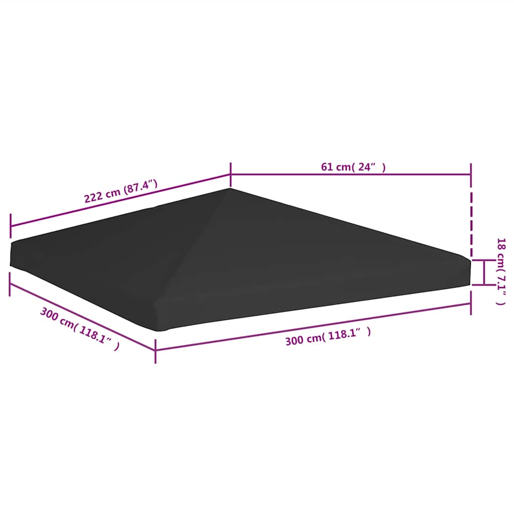 Gornji pokrov paviljona 270 g/m² - crni, 3 x 3 m, 1 - number 6.