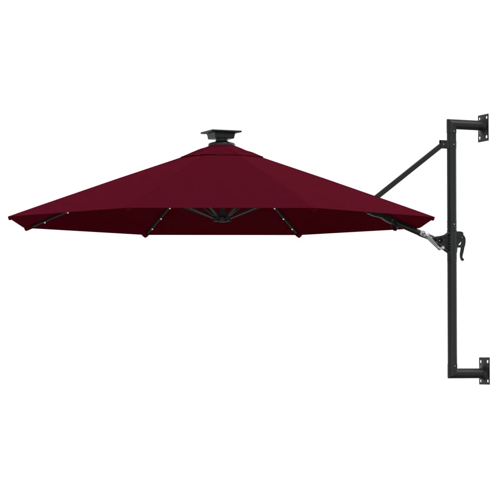 Ombrellone da parete con luce led 300 cm bordeaux - bordeaux, 1 - number 1.