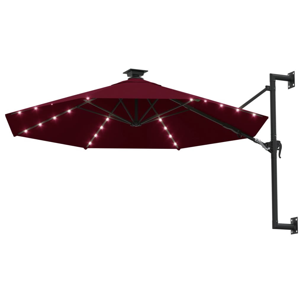 Ombrellone da parete con luce led 300 cm bordeaux - bordeaux, 1 - number 2.