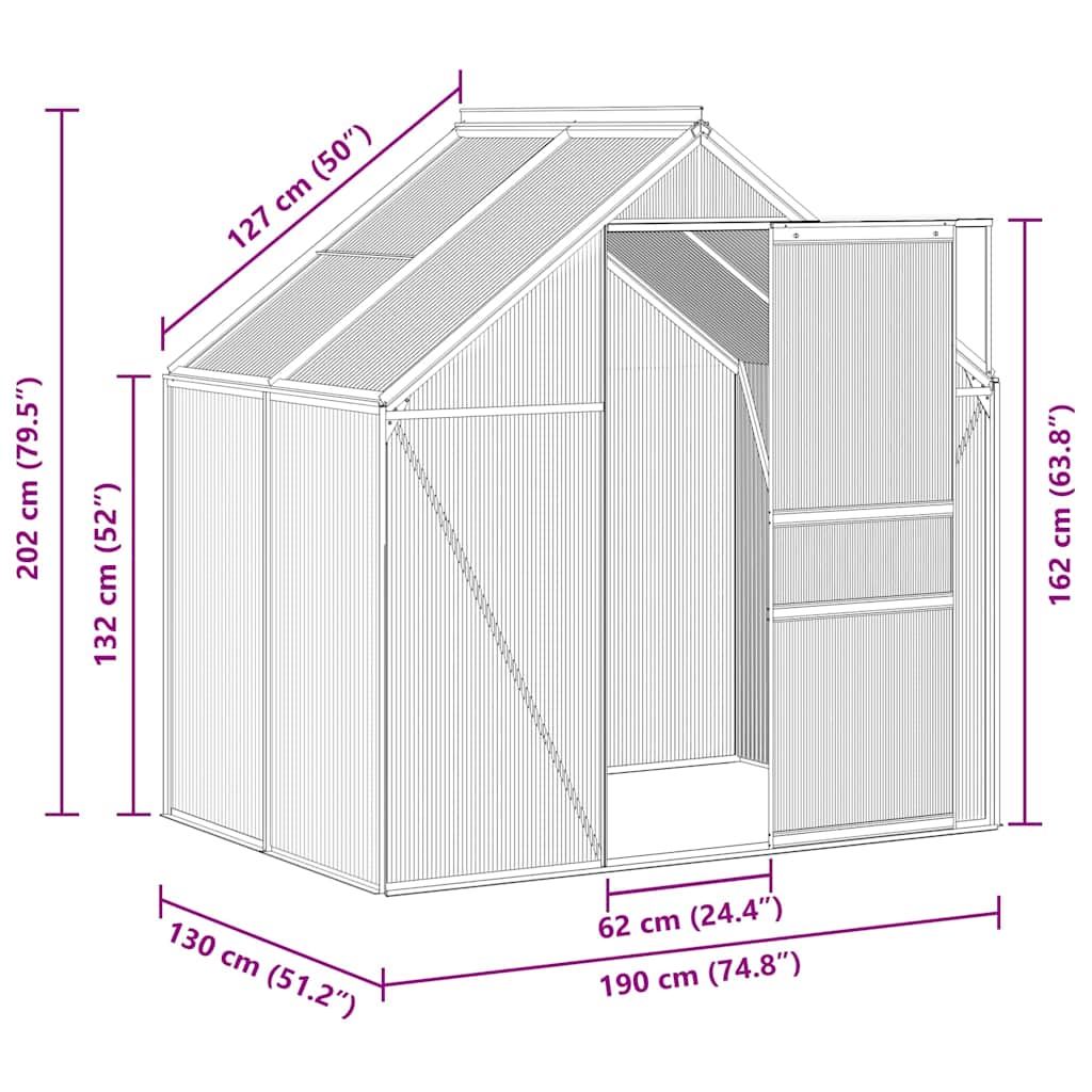Greenhouse 2.47 m² aluminum anthracite grey - number 9.