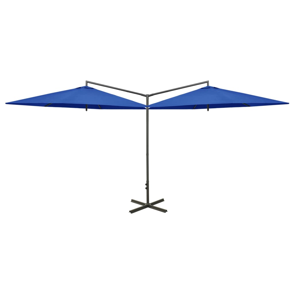 Double parasol 600 cm steel pole - azure blue, 1 - number 2.