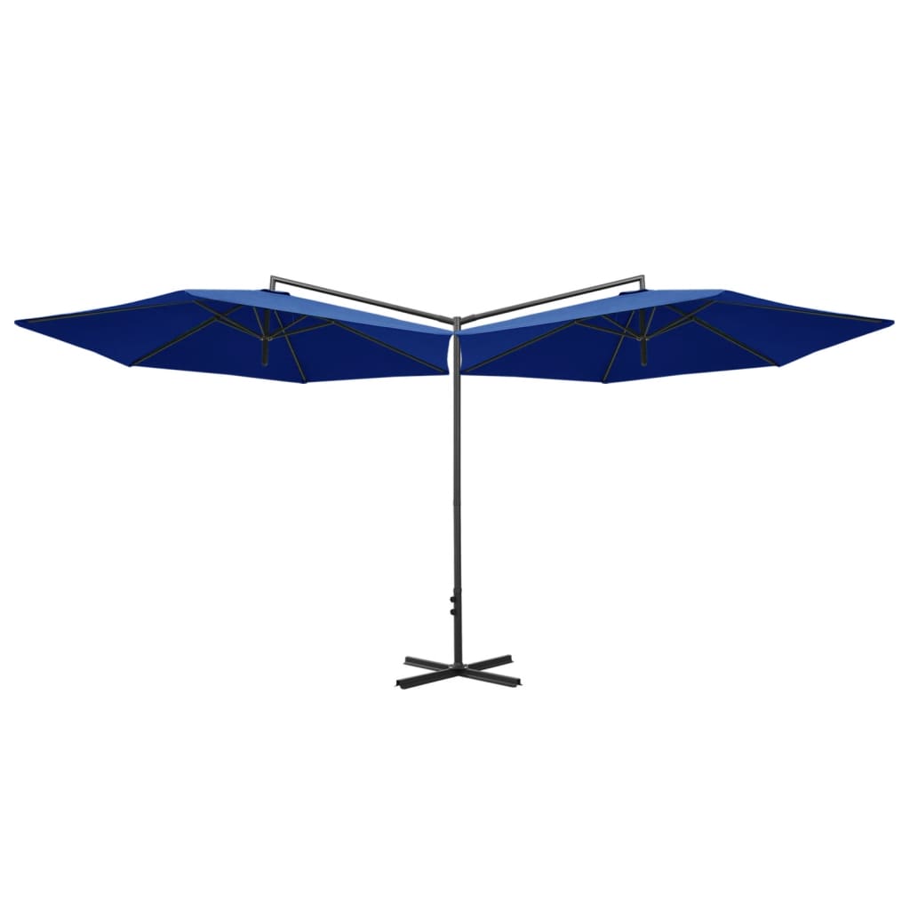 Double parasol 600 cm steel pole - azure blue, 1 - number 3.