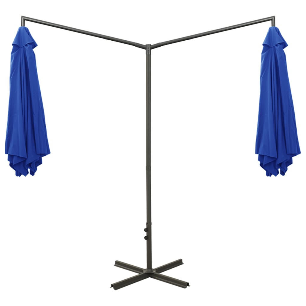 Double parasol 600 cm steel pole - azure blue, 1 - number 4.