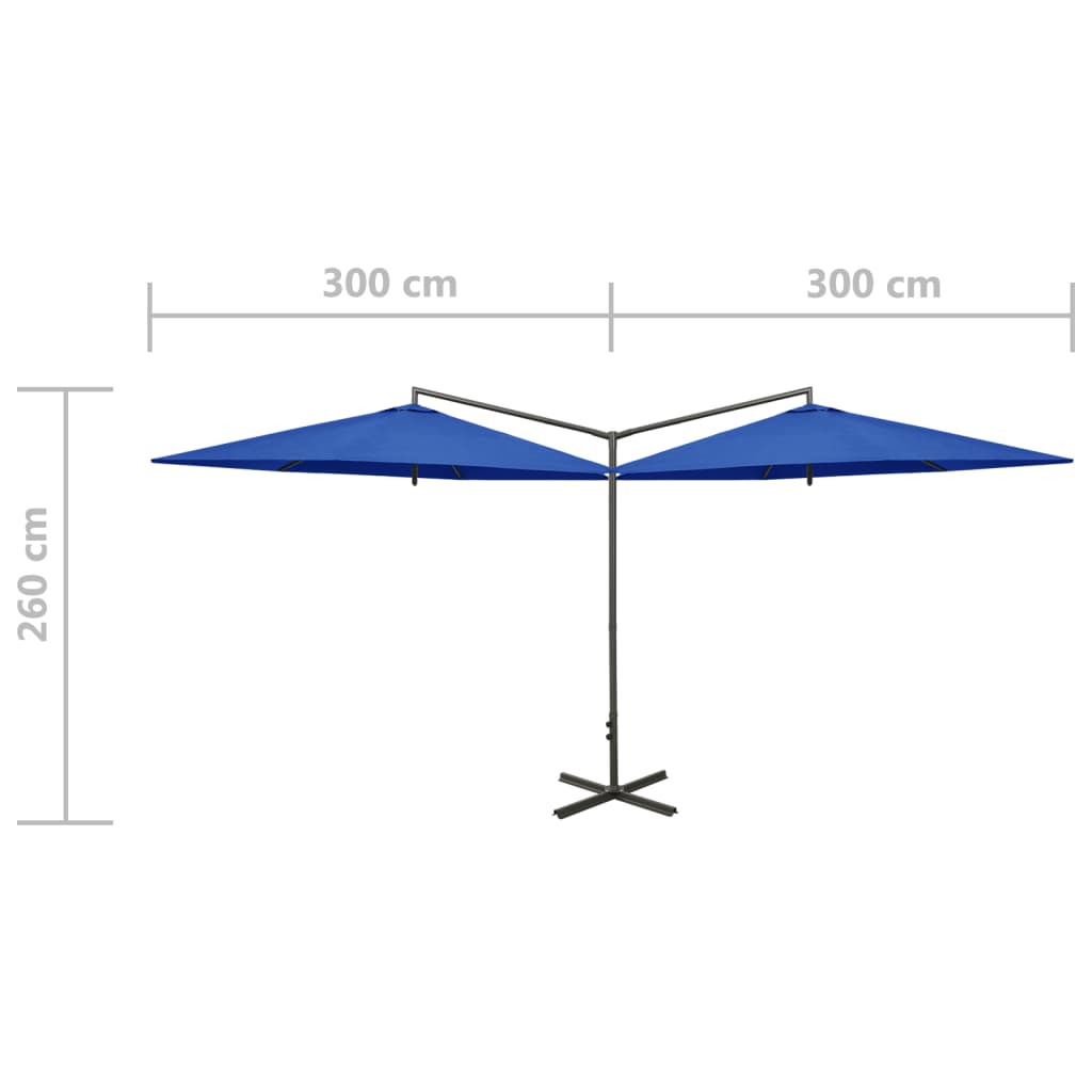 Double parasol 600 cm steel pole - azure blue, 1 - number 8.