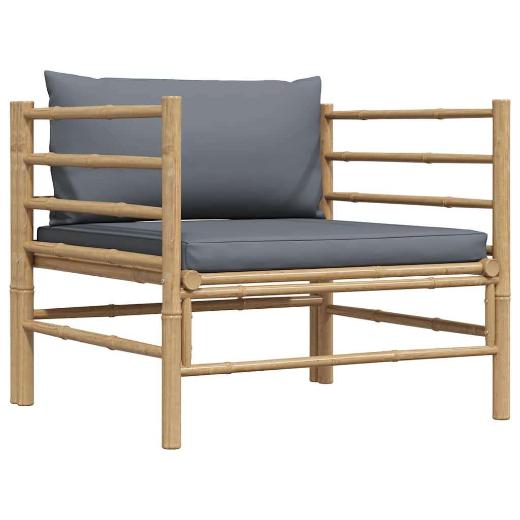 Havesofa med hynder bambus - mørkegrå, 1, lænestol - number 1.