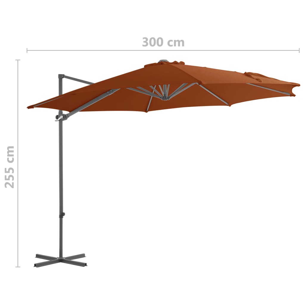 Hanging parasol 300 cm steel rod - terracotta, 300 x 255 cm, 1 - number 9.