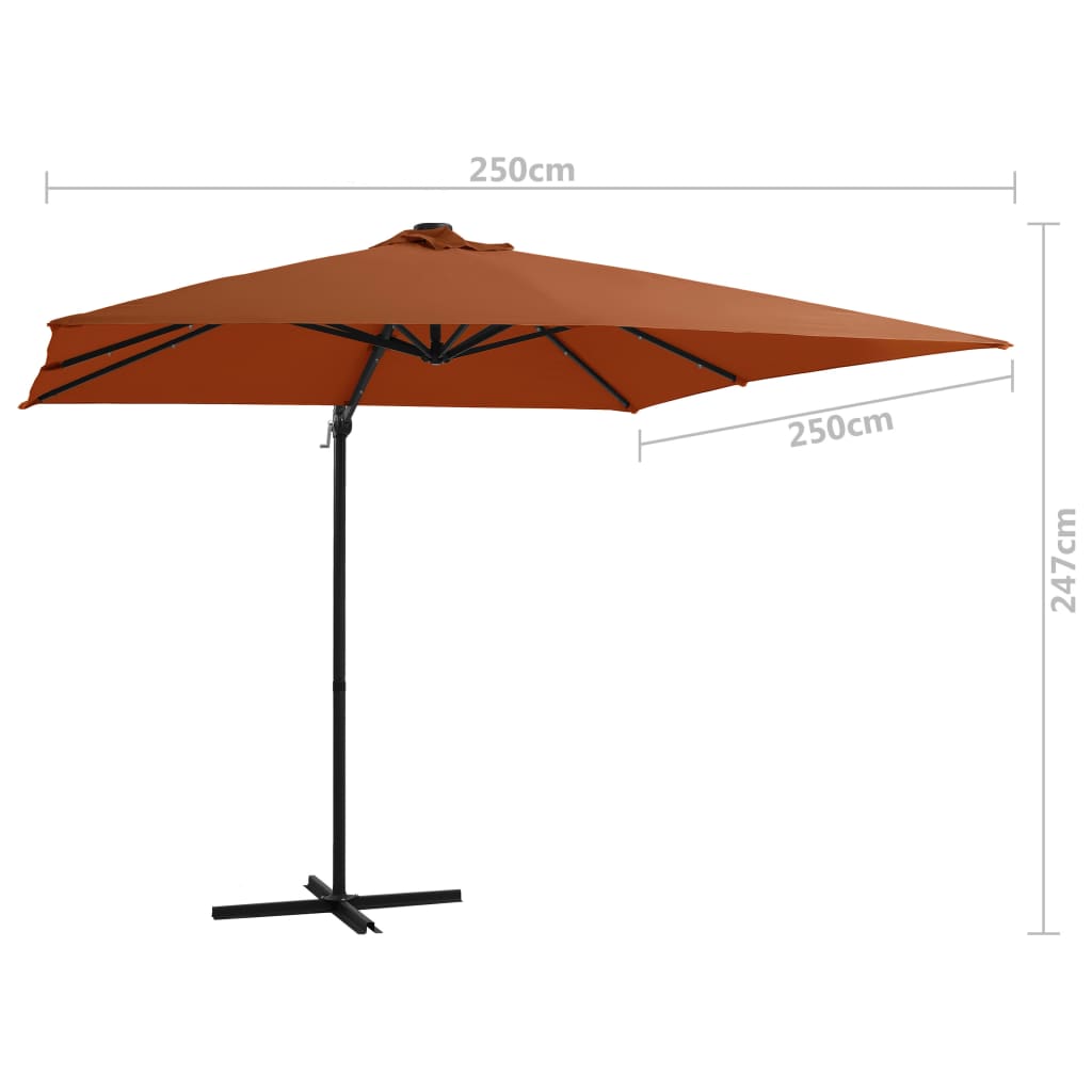 Hanging parasol with led light - terracotta, 250 x 250 cm, 1 - number 9.