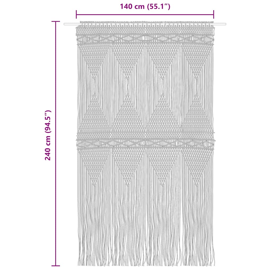 Macrame curtain 140x240 cm cotton - cream, 1 - number 5.