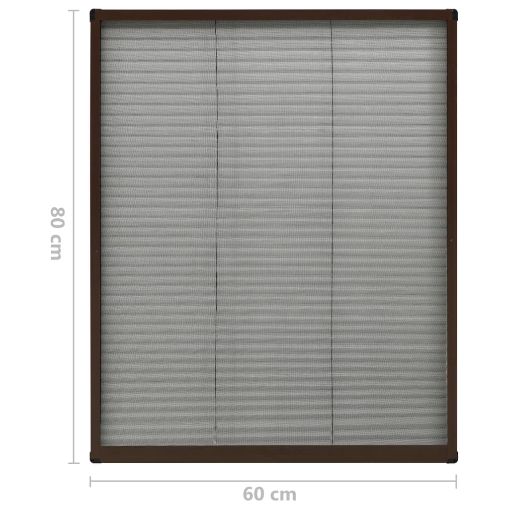 Pleated insect net for windows aluminum - brown, 60 x 80 cm - number 7.