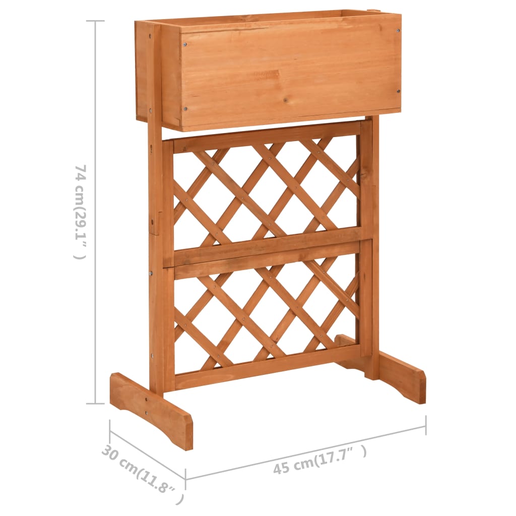 Planter with trellis 45x30x74 cm solid pine orange - number 6.
