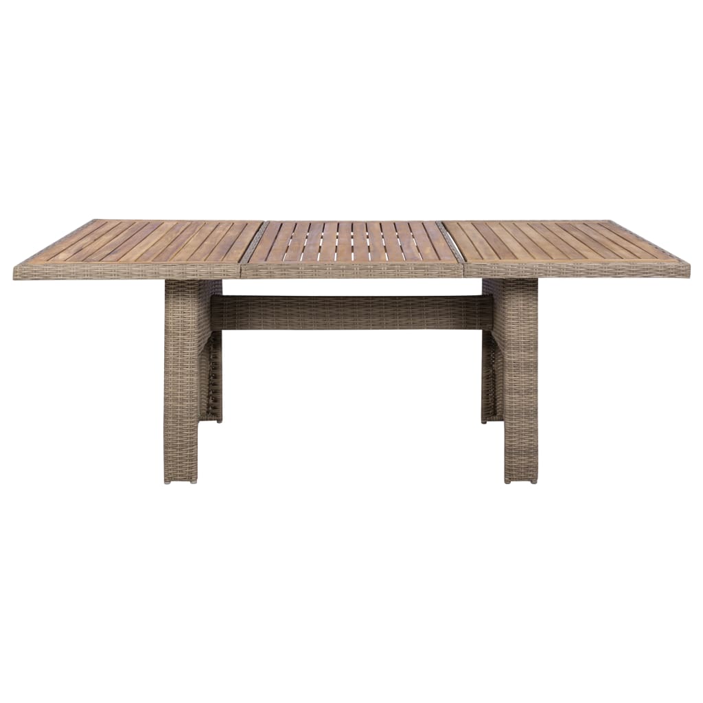 Udendørs spisebordssæt 9 dele med hynder polyrattan brun - number 4.