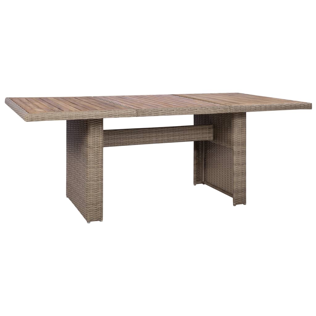 Udendørs spisebordssæt 9 dele med hynder polyrattan brun - number 3.