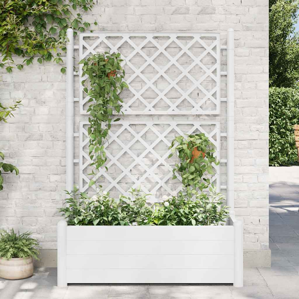 Žardinjera s espalier pp - bijela, 100 x 43 x 142 cm, 1 - number 1.