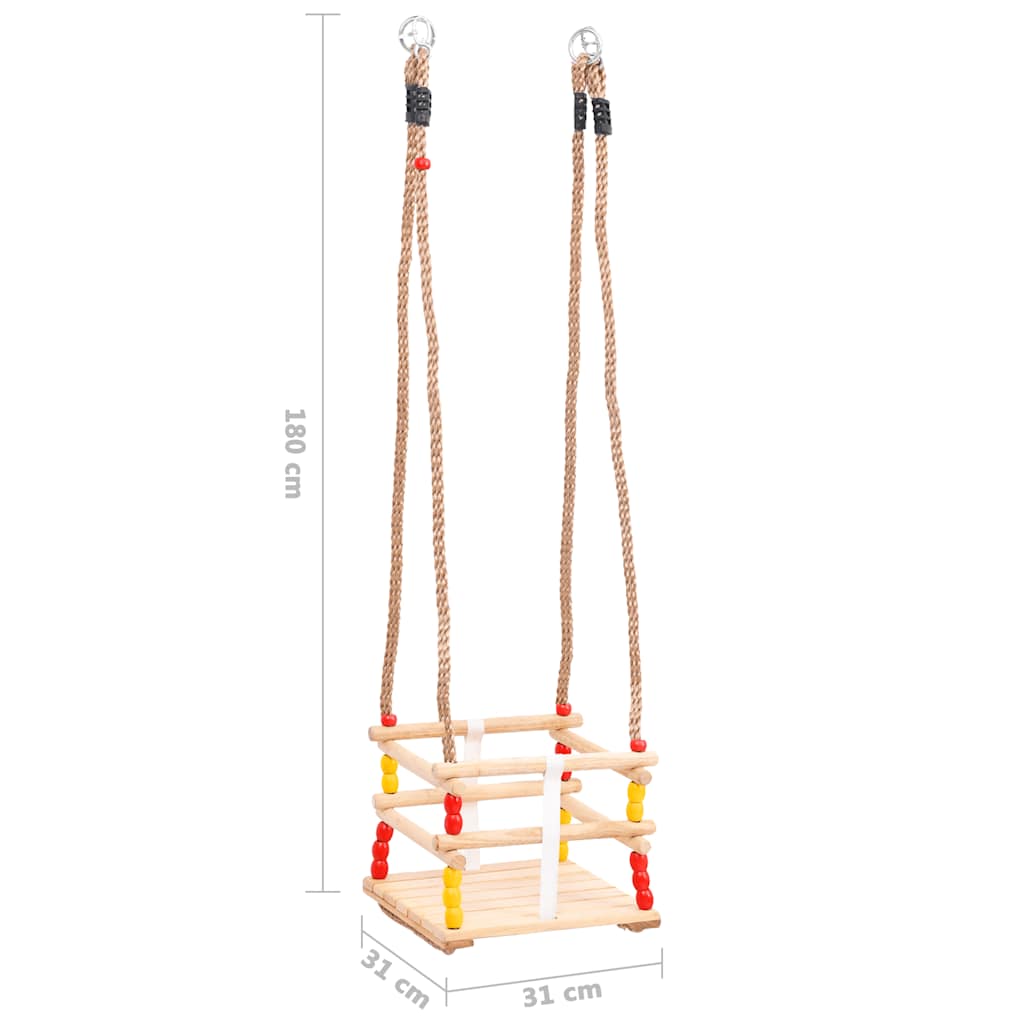 Dječja ljuljačka sa sigurnosnim pojasom puna borovina - number 5.
