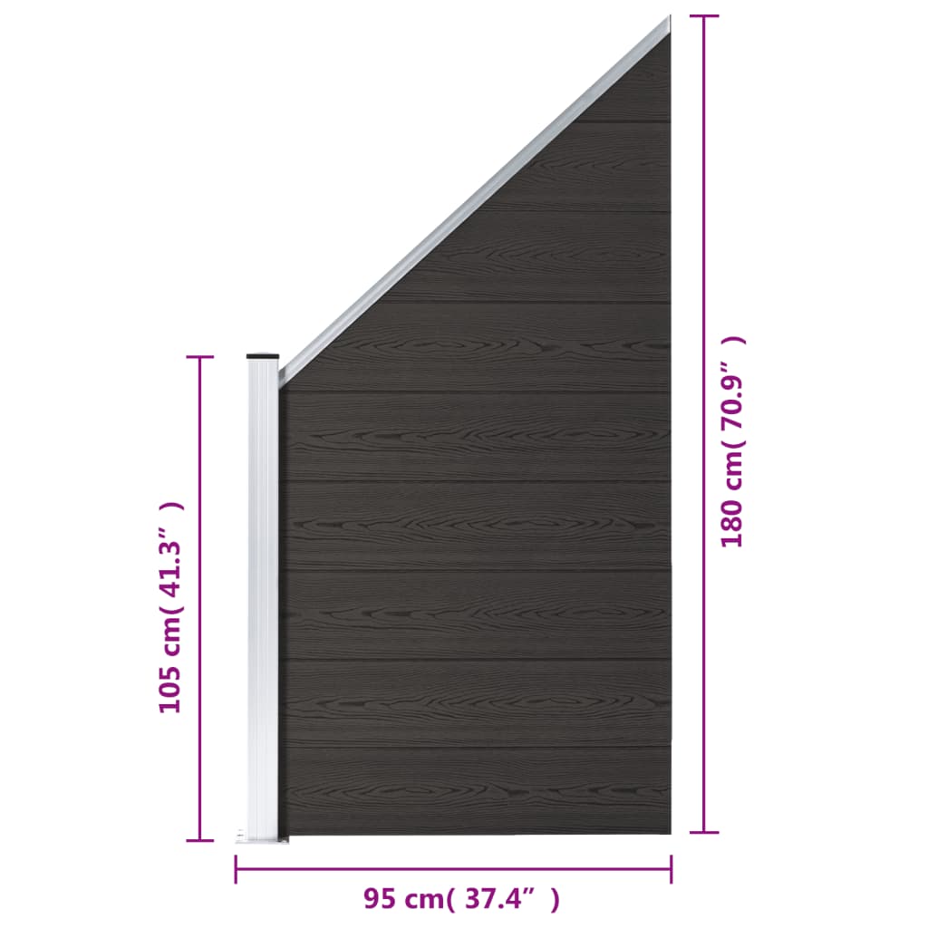 Staketpanel 95x(105-180) cm wpc svart - number 8.