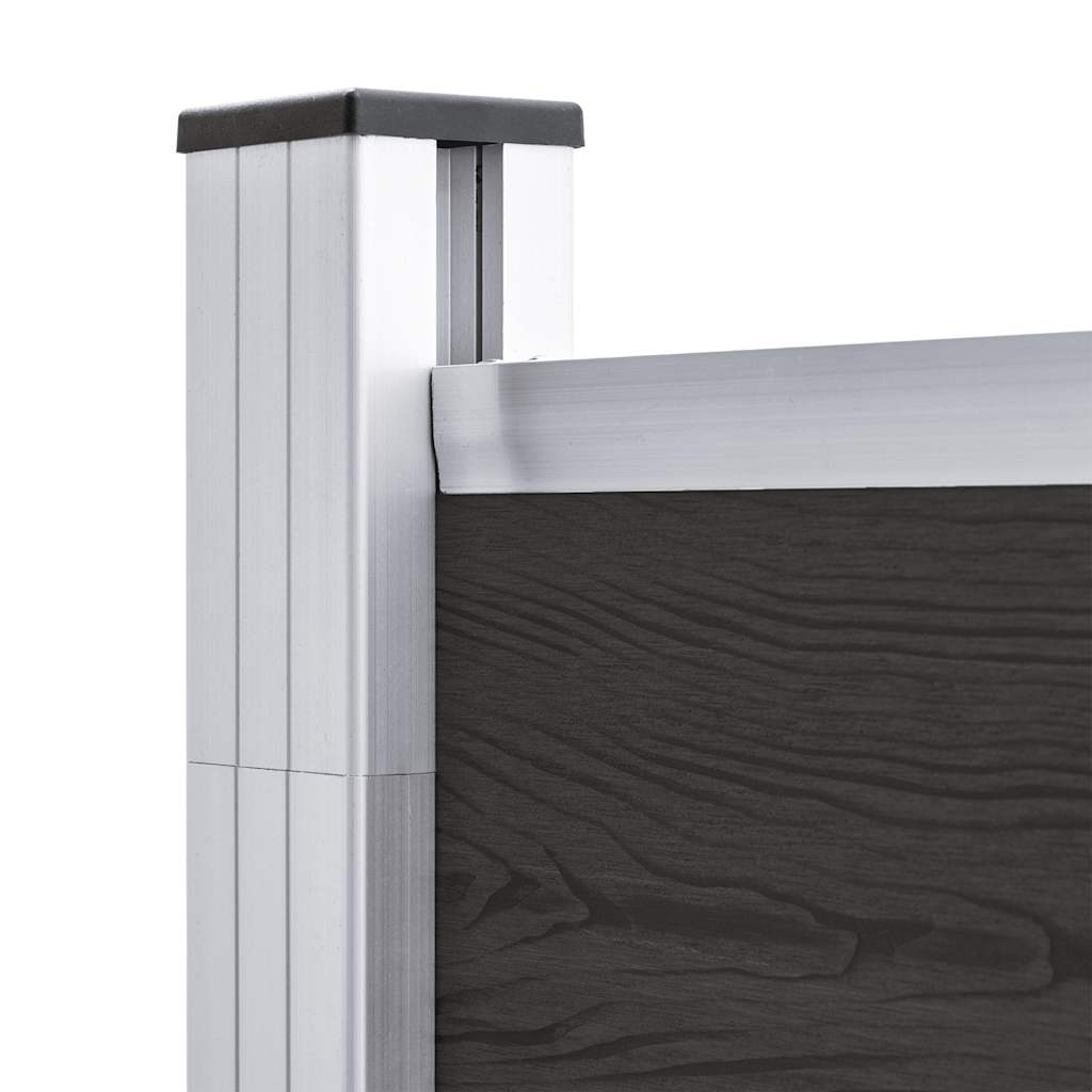 Staketpanel 175x186 cm wpc - svart, 1, 1 sektion med 1 post - number 4.