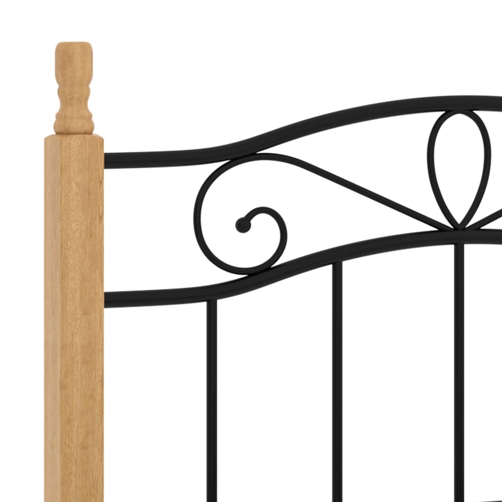 Sengramme metall og solid eik svart - lysebrun, 90 x 200 cm - number 5.