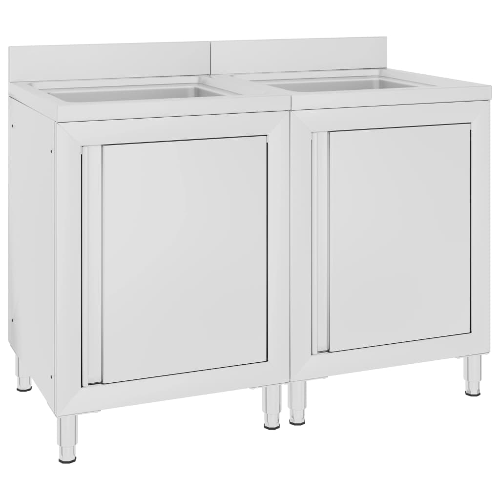 Komercijalni kuhinjski sudoper s ormarićima 2 kom. nehrđajući čelik - 120 x 60 x 96 cm (dvostruki sudoper), 1 - number 1.