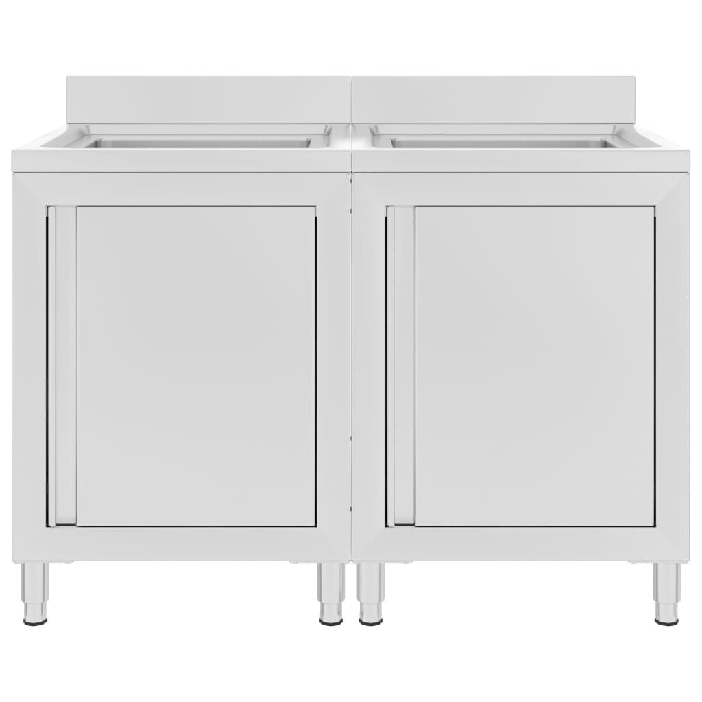 Lavello da cucina commerciale con mobili 2 pz. acciaio inox - 120 x 60 x 96 cm (doppio lavello), 1 - number 2.