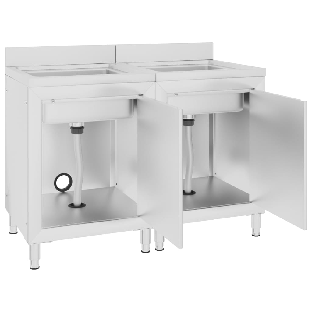 Lavello da cucina commerciale con mobili 2 pz. acciaio inox - 120 x 60 x 96 cm (doppio lavello), 1 - number 3.