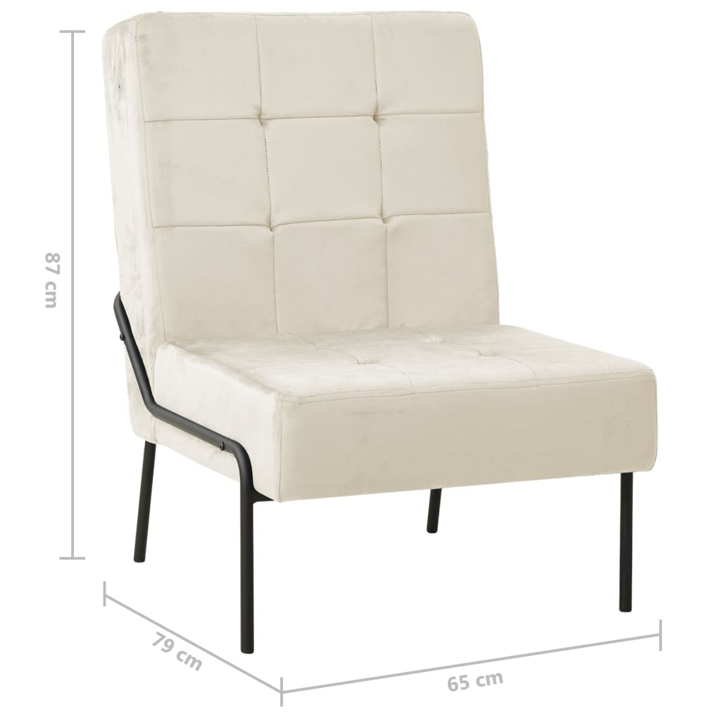 Fauteuil 65x79x87 cm velours blanc - crème, 1 - number 7.