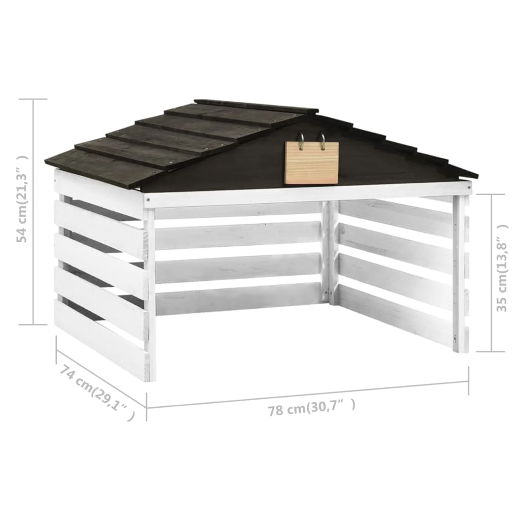 Shed for robotic lawnmower 78x74x54 cm pine - black and white, 1 - number 7.