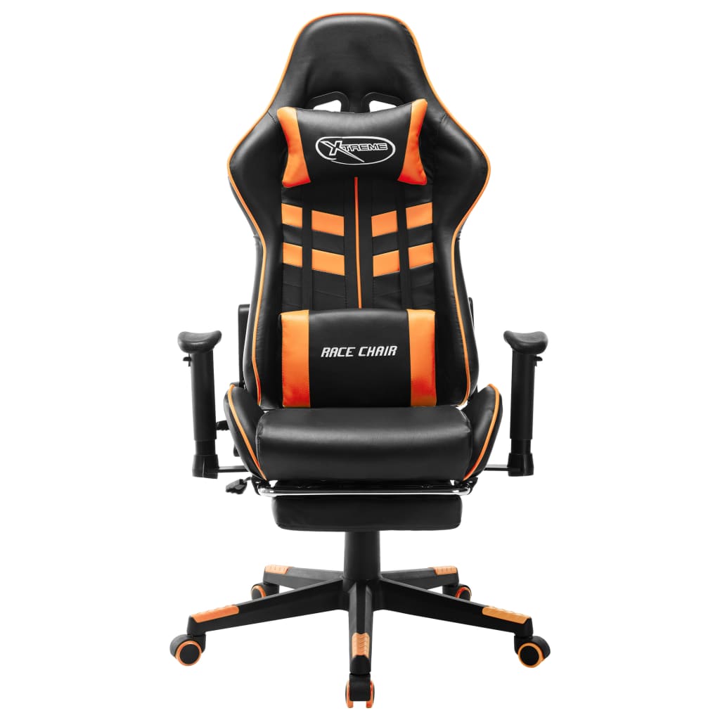 Gaming chair with footrest artificial leather black and orange - number 2.