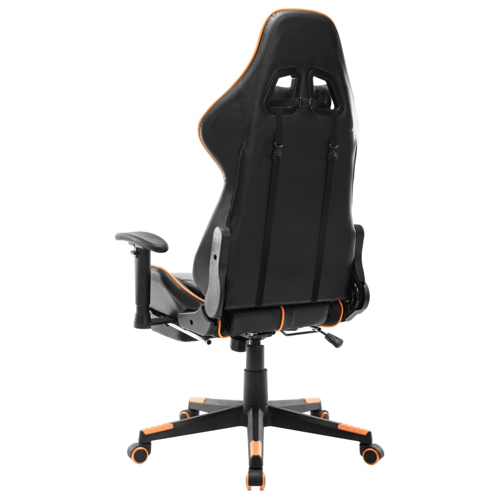 Gaming chair with footrest artificial leather black and orange - number 4.