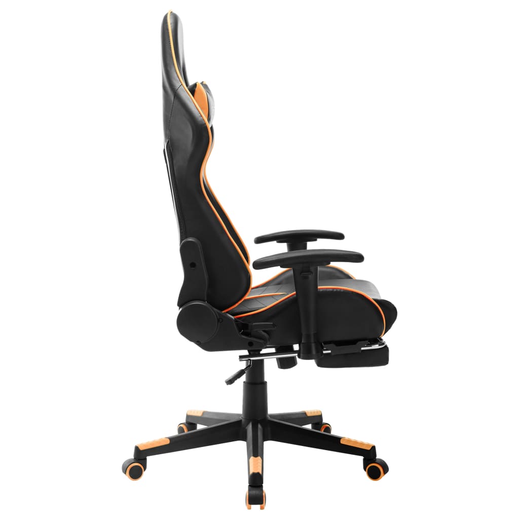 Gaming chair with footrest artificial leather black and orange - number 3.