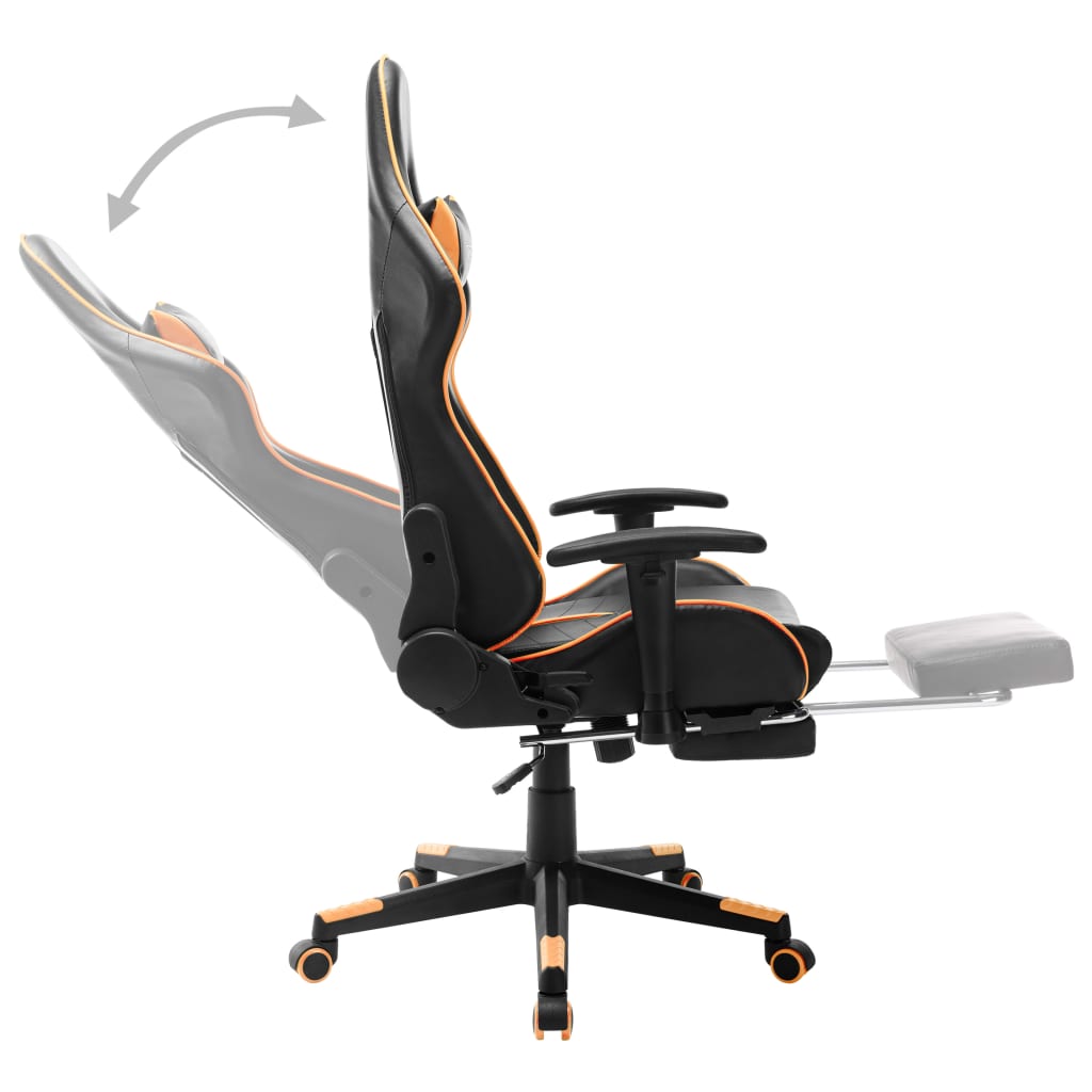 Gaming chair with footrest artificial leather black and orange - number 6.