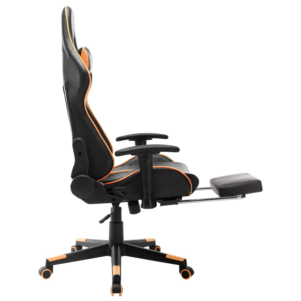 Gaming chair with footrest artificial leather black and orange - number 5.
