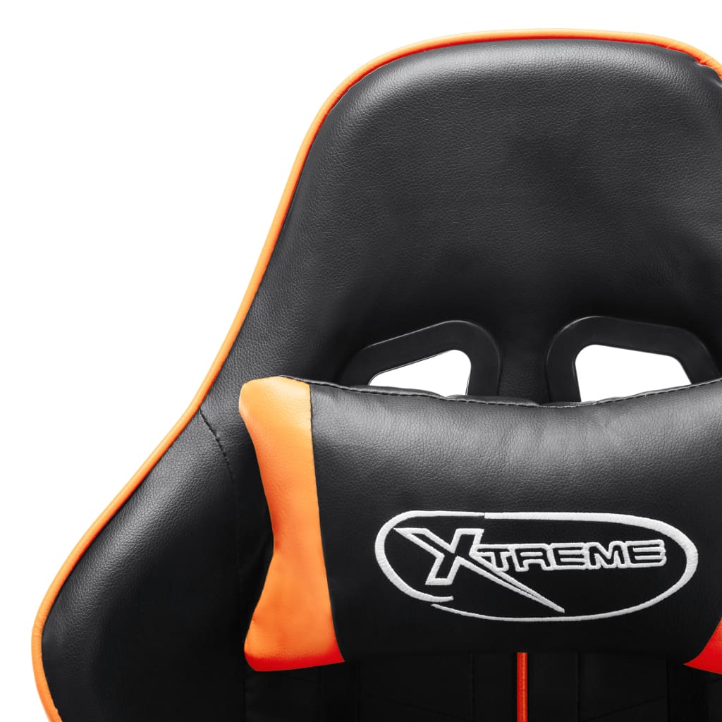 Gaming chair with footrest artificial leather black and orange - number 8.