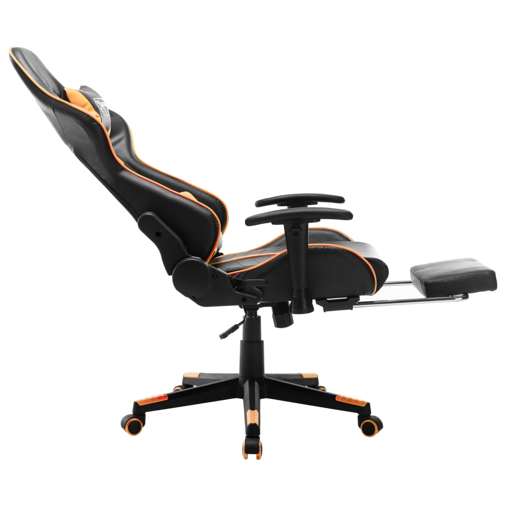 Gaming chair with footrest artificial leather black and orange - number 7.