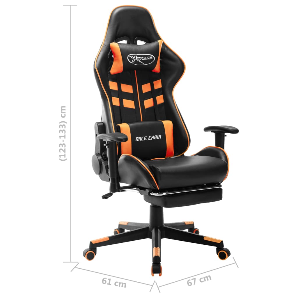 Gaming chair with footrest artificial leather black and orange - number 10.