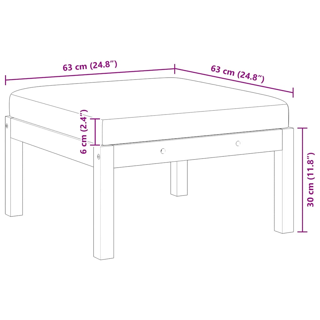 Podnóżek do ogrodu z poduszką lite drewno akacjowe - number 6.
