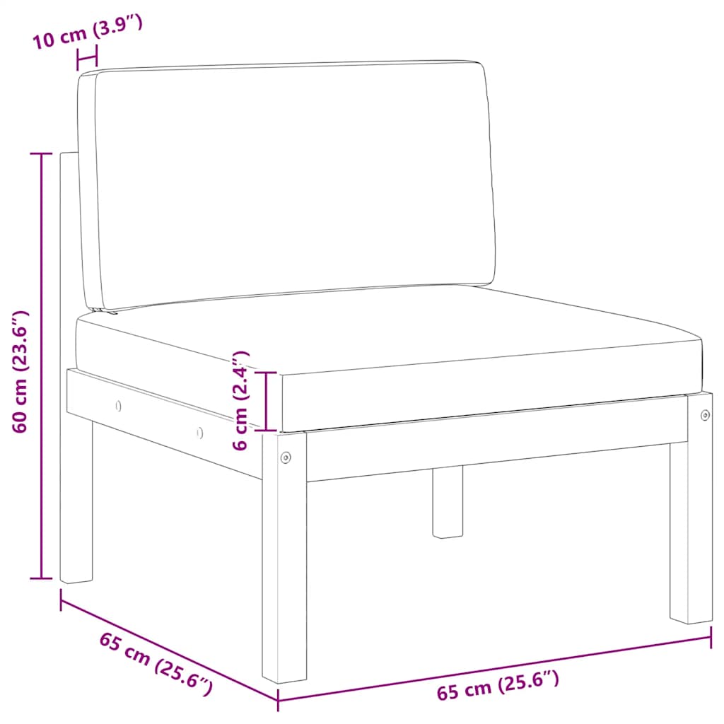 Część środkowa do sofy ogrodowej z poduszkami lite drewno akacjowe - number 6.
