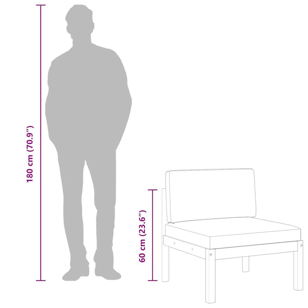Część środkowa do sofy ogrodowej z poduszkami lite drewno akacjowe - number 7.